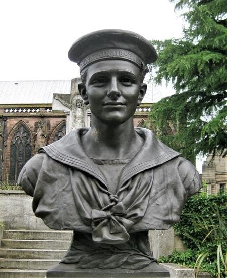 The bust of Douglas Morris Harris in St Peter's Gardens, Wolverhampton.